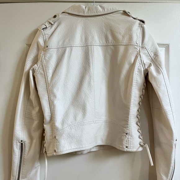 NWT!! BlankNYC Vegan Leather Lace-up Moto Jacket, White/off-white Size Small - Picture 3 of 6
